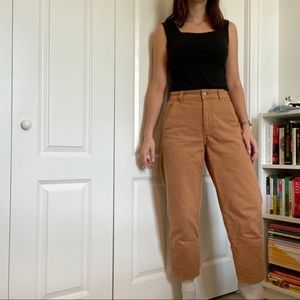 Caramel brown everlane barrel pants